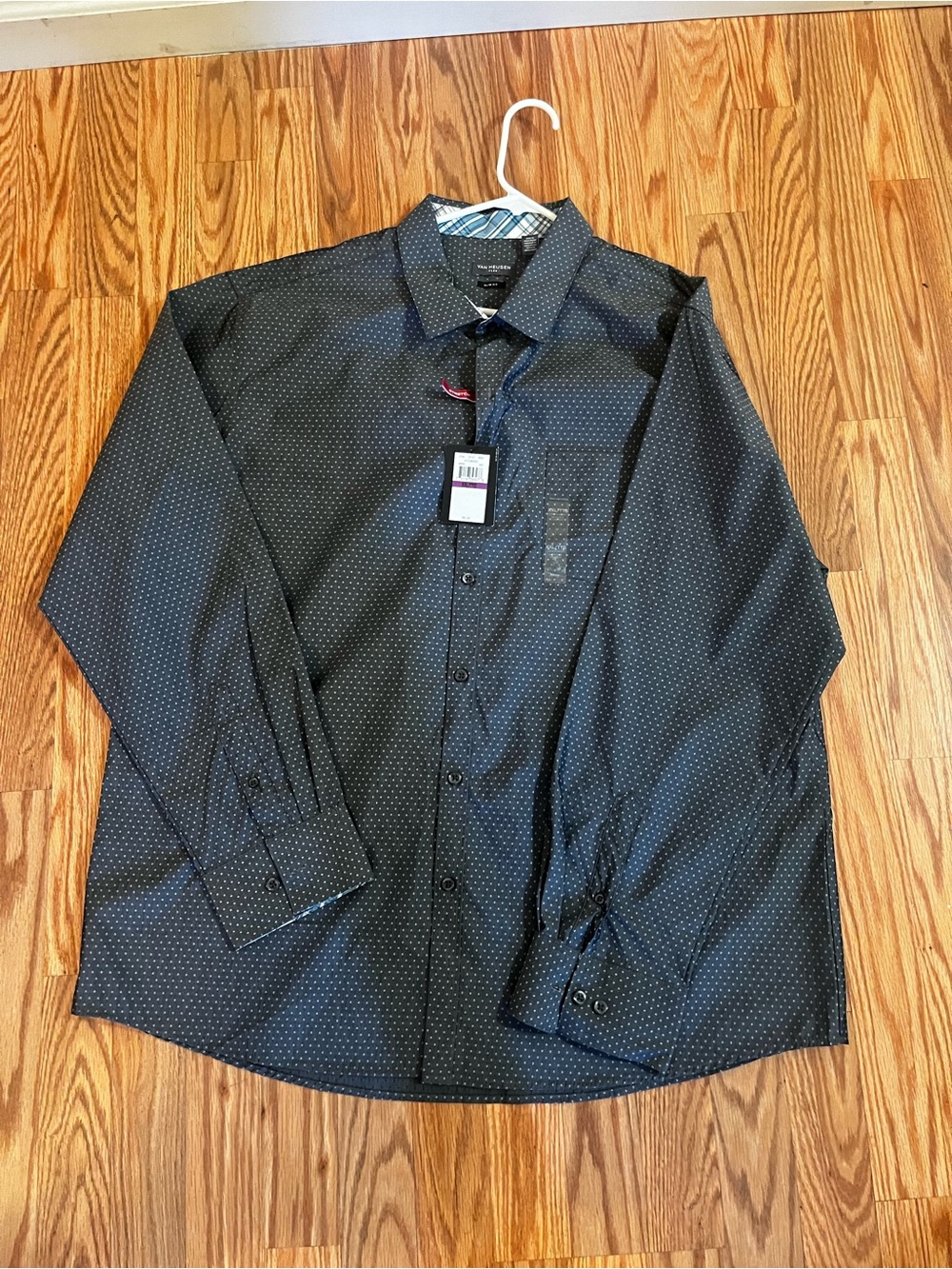 Van Heusen Dress Shirt Mens 18-18.5 2X Flex Collar Slim Fit Stretch Men Gray New